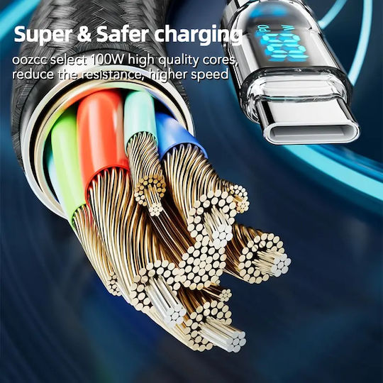 Panora LED USB 2.0 Cable USB-C Male - USB-C 100W PD Black 1m