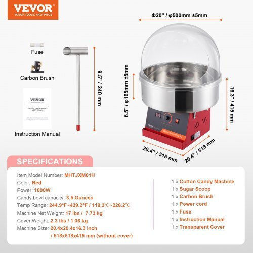 Vevor Commercial Cotton Candy Machine 1000W