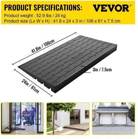 Ράμπα Κατωφλίου Vevor 3" 3 Κανάλια Αμαξίδια Σκούτερ Wfslyp24x42x3i8psv0