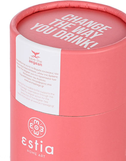Estia Travel Chug Save the Aegean Μπουκάλι Θερμός Ανοξείδωτο BPA Free 500ml Fusion Coral
