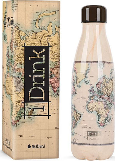 iDrink Bottle Thermos Stainless Steel 500ml OLD MAP