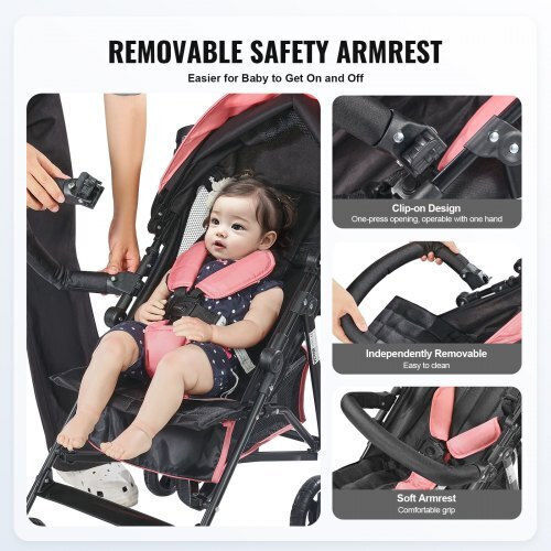 Vevor Umbrella Stroller Black/Fuchsia 14.97kg