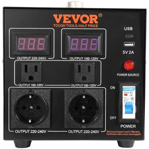 Transformator de tensiune Vevor 2000W pentru sarcini grele, certificat CE Dyzhq110v230vd806v2