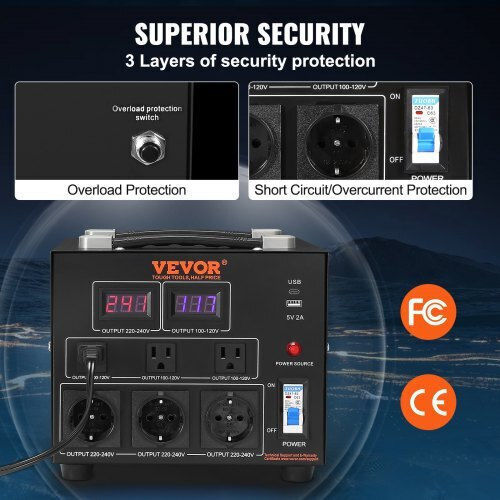 Transformator de tensiune Vevor 5000W pentru sarcini grele, certificat CE Dyzhq110v230vqlpqv2