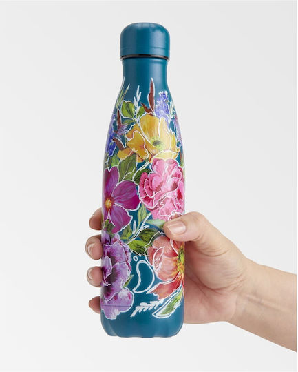 Chilly's Series Floral Thermos Bottle Stainless Steel BPA Free 500ml Floral Petal Sketch