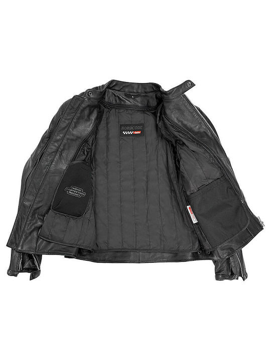 Nordcode Rebel Oversize Bărbătesc Geacă de motocicletă De piele 4 Sezoane Negru