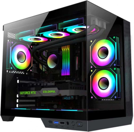Serioux Shadow Gaming Midi Tower Κουτί Υπολογιστή με Πλαϊνό Παράθυρο και RGB Φωτισμό Μαύρο