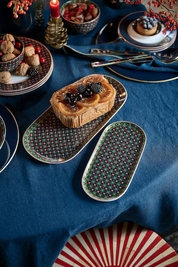 Pip Studio Μακροστενη Πιατελα Berry Blues Μπλε Σκουρο 25 X 12cm