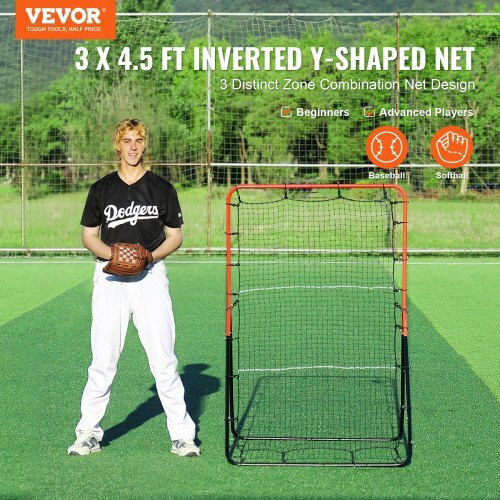 Vevor Baseball & Softball Rebound Net 3x4.5 Ft 3-in-1 Trainer