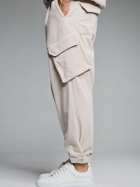 Παντελόνι Cargo Off White