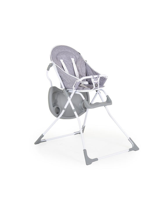 Foldable Highchair with Metal Frame & Leatherette Seat Noodle Grey