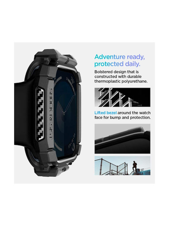 Spigen Rugged Armor Silikonhülle in Schwarz Farbe für Apple Watch 10 (46 mm)