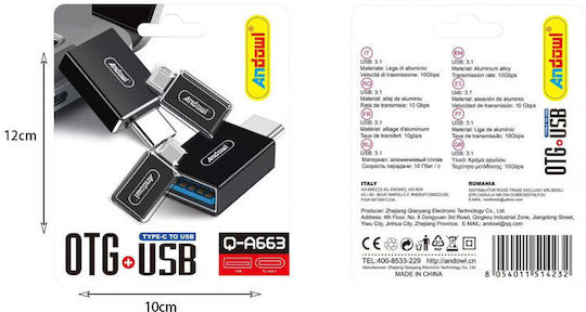 Andowl Converter Adapter Type-C USB Q-a663 OTG+USB Converter