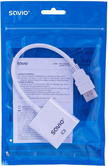 Savio Μετατροπέας HDMI male σε VGA female Λευκό 1τμχ CL-27/B