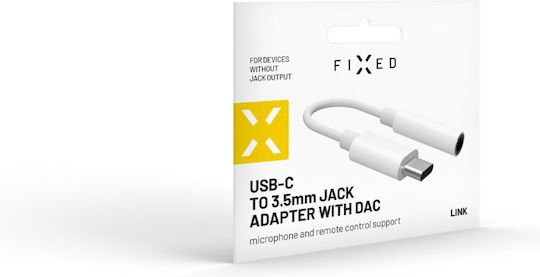 Fixed Конвертор USB-C мъжки към 3.5mm женски Бял