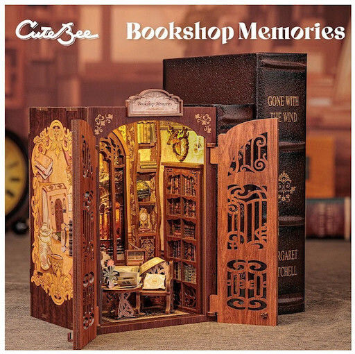 Cutebee Wooden Construction Toy Bookstore for Children 14+ years old+ Years