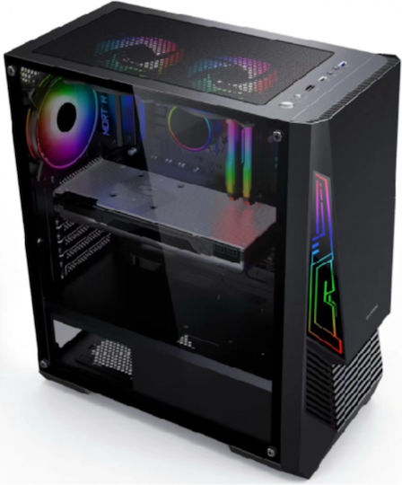 Serioux ROGUE Gaming Midi Tower Κουτί Υπολογιστή με Πλαϊνό Παράθυρο και RGB Φωτισμό Μαύρο