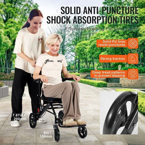 Vevor Wheelchair 15.75" Folding 40cm FWYSLYLHJ157O4N02V0 Black
