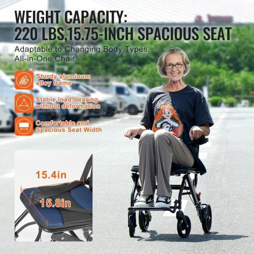 Vevor Wheelchair 15.75" Folding 40cm FWYSLYLHJ157O4N02V0 Black