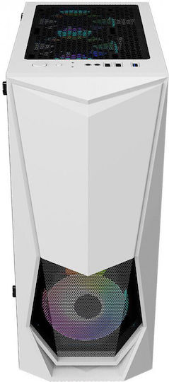 1STPLAYER DK-3 Gaming Midi Tower Computer Case with Side Window and RGB Lighting White