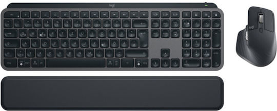 Logitech MX Keys S Combo Wireless Bluetooth Комплект клавиатура и мишка Немски Сив