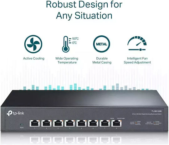 TP-LINK TL-SX1008 v3 Unverwaltet L2 Switch mit 8 Ports Gigabit (10Gbps) Ethernet