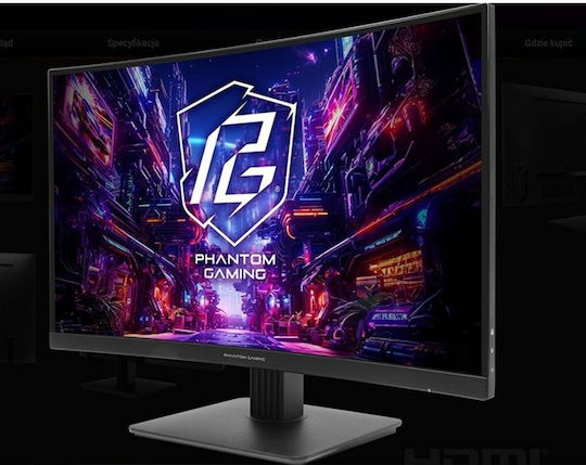 ASRock Phantom Gaming PG27QRT1B VA Curved Gaming Monitor 27" QHD 2560x1440 180Hz με Χρόνο Απόκρισης 5ms GTG