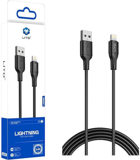 Lito Data USB-A to Lightning Cable 18W Μαύρο 1m HOC-X57I-BK