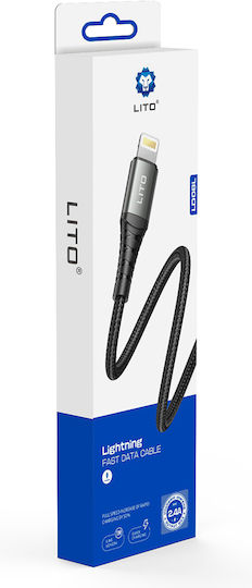 Lito USB-A to Lightning Cable 18W Μαύρο 1m