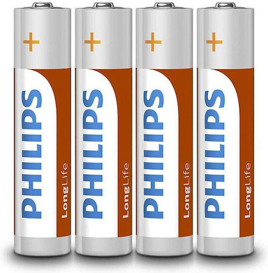 Philips LR03 AAA Longlife Alkaline Batteries Pack 4