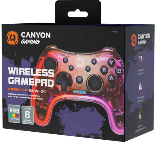 Canyon GPW-04 Kabellos Gamepad für Android / PC / PS3 / PS4 / Schalter Mehrfarbig