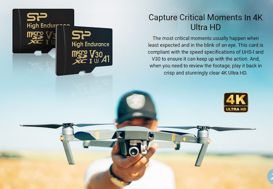 Silicon Power V30 microSDXC 128GB U3 V30 UHS-I 100MB/s With Adapter