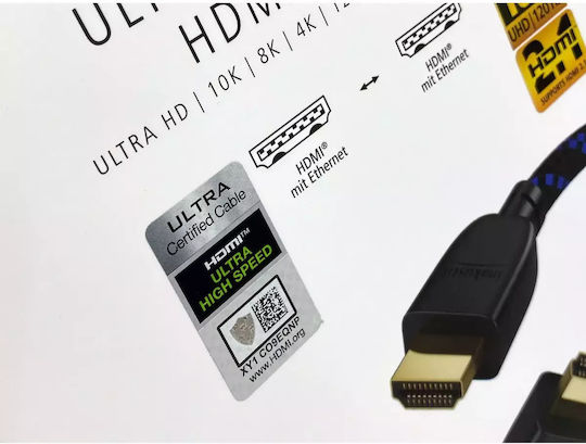 Inakustik HDMI 2.1 Ultra High Speed 48Gbps 4K 120Hz HDR VRR Cable HDMI Male - HDMI Male 3m Black
