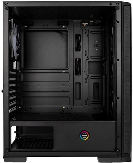 BitFenix Nova Mesh SE TG RGB Геймърско бюро Midi Tower Компютърна кутия със страничен прозорец Черен