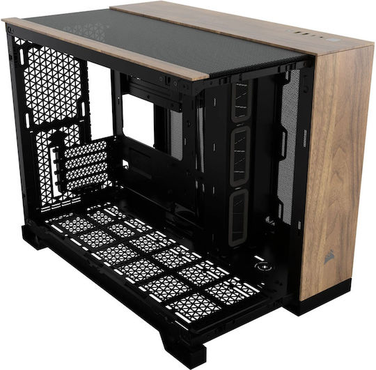Corsair 2500X Gaming Micro Tower Κουτί Υπολογιστή με Πλαϊνό Παράθυρο Black/Walnut Wood