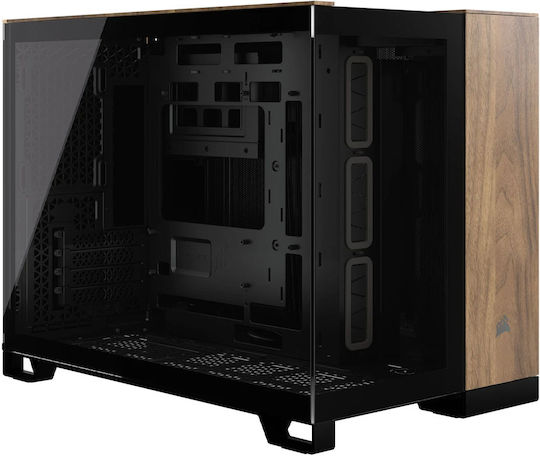 Corsair 2500X Gaming Micro Tower Κουτί Υπολογιστή με Πλαϊνό Παράθυρο Black/Walnut Wood