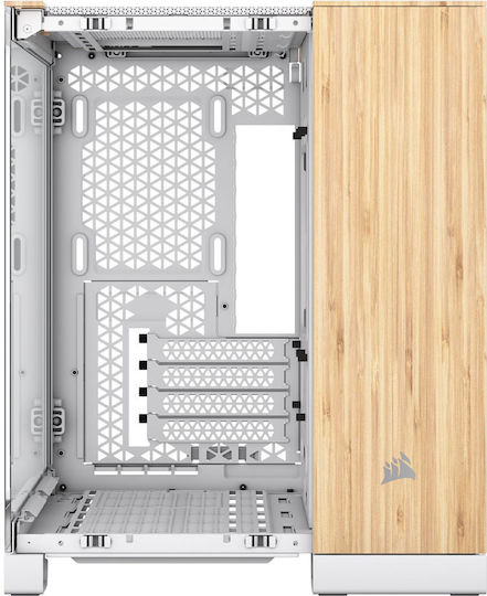Corsair 2500X Gaming Micro Tower Computer Case with Side Window White Bamboo Wood