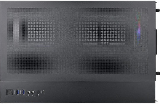 View 380 TG ARGB Gaming Midi Tower Computer Case with Side Window Black