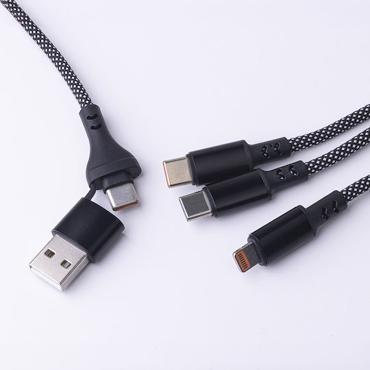 Maxlife Allin1 Braided USB to Lightning / Type-C 1m 2A Cable