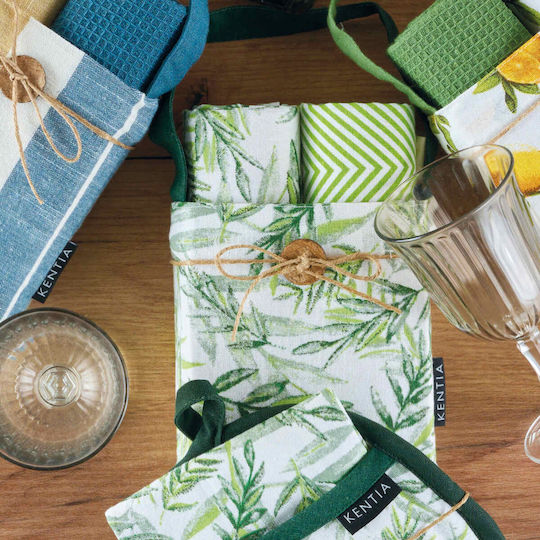 Kentia Loft Toala Towel from 100% Cotton in Green Color 40x70cm 2pcs