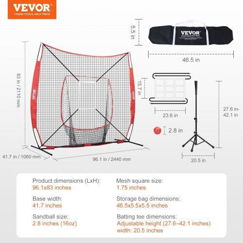 Plasă de Antrenament Baseball Vevor 7x7 Ft Cadru Portabil Accesoriu 77ycdpjxlw77kxg8yv0
