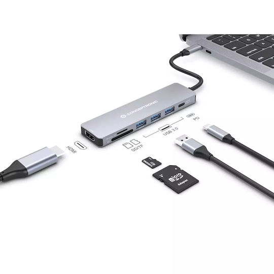 Conceptronic USB-C Docking Station με HDMI 4K PD Γκρι (DONN19G)
