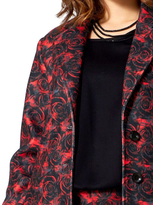 Damen Rot Mantel mit Gürtel