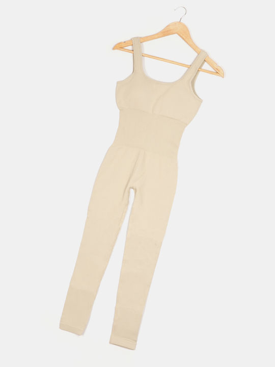 Fitted Ivory Jumpsuit with Wide Strap Ivory
