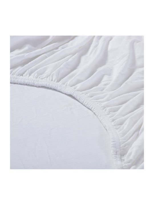 Nef-Nef Homeware Sheet Super-Double with Elastic 160x200+30cm. Jersey 200 White