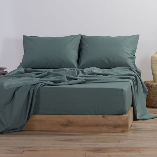 Nef-Nef Homeware Basic Σεντόνι Υπέρδιπλο με Λάστιχο 160x200+30εκ. 1172 Green