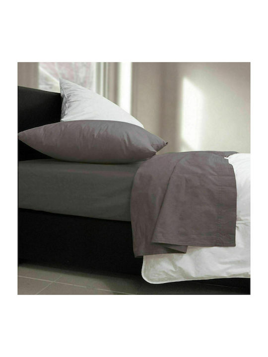 Nef-Nef Homeware Sheet Super-Double with Elastic 160x200+30cm. Basic 727 Dark Grey