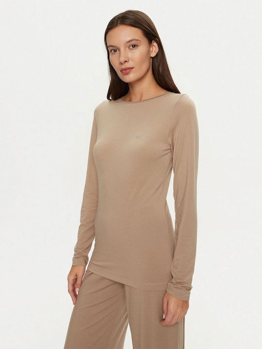 Emporio Armani Winter Damen Pyjama-Set Hazelnut