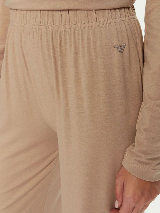 Emporio Armani Χειμερινό Γυναικείο Σετ Πιτζάμας Hazelnut