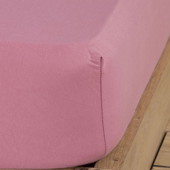 Nef-Nef Homeware Jersey King Size 180x200+35εκ. με Λάστιχο 1018 Pink